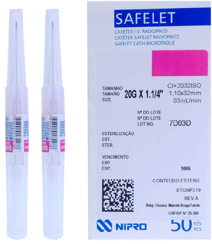 CATETER ENDOVENOSO SAFELET 20G x 1. 1/4