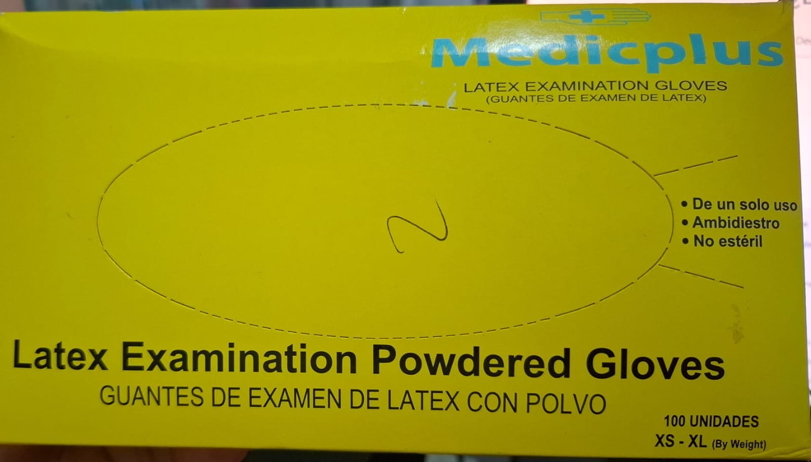 GUANTES DE EXAMINACION DE LATEX CON POLVO TALLA S