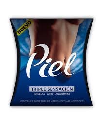 PIEL TRIPLE SENSACION AZUL X 3 CONDONES