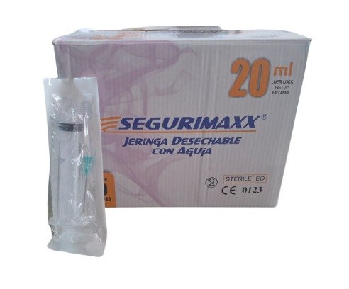 JERINGA DESECHABLE CON AGUJA 20 ML - SEGURIMAXX