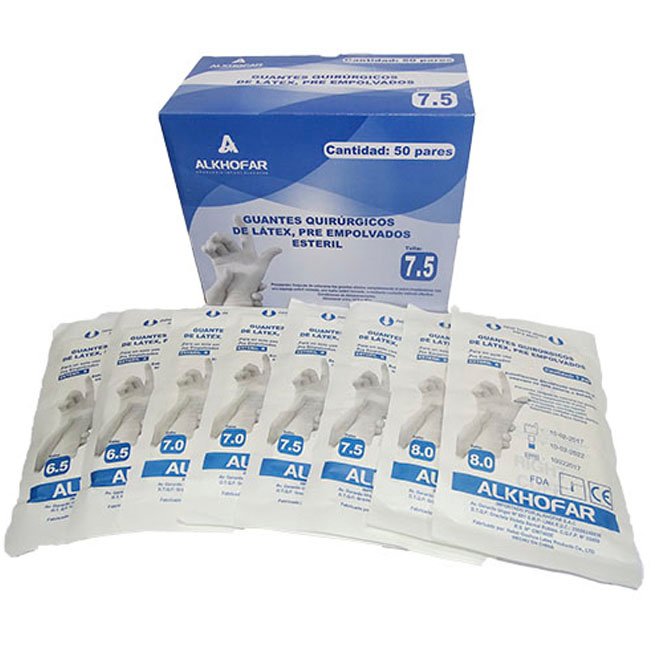 Guantes Quirúrgicos Estéril Talla 7.5 (Alkhofar)