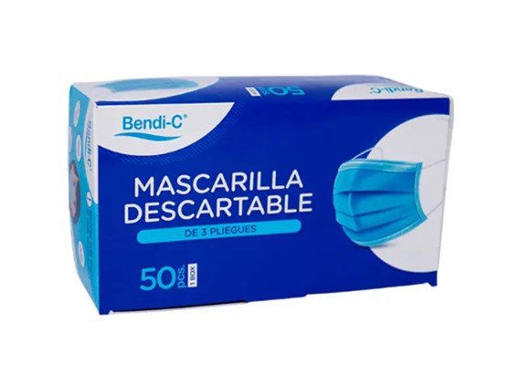 MASCARILLA DESCARTABLE DE 3 PLIEGUES - BENDI C