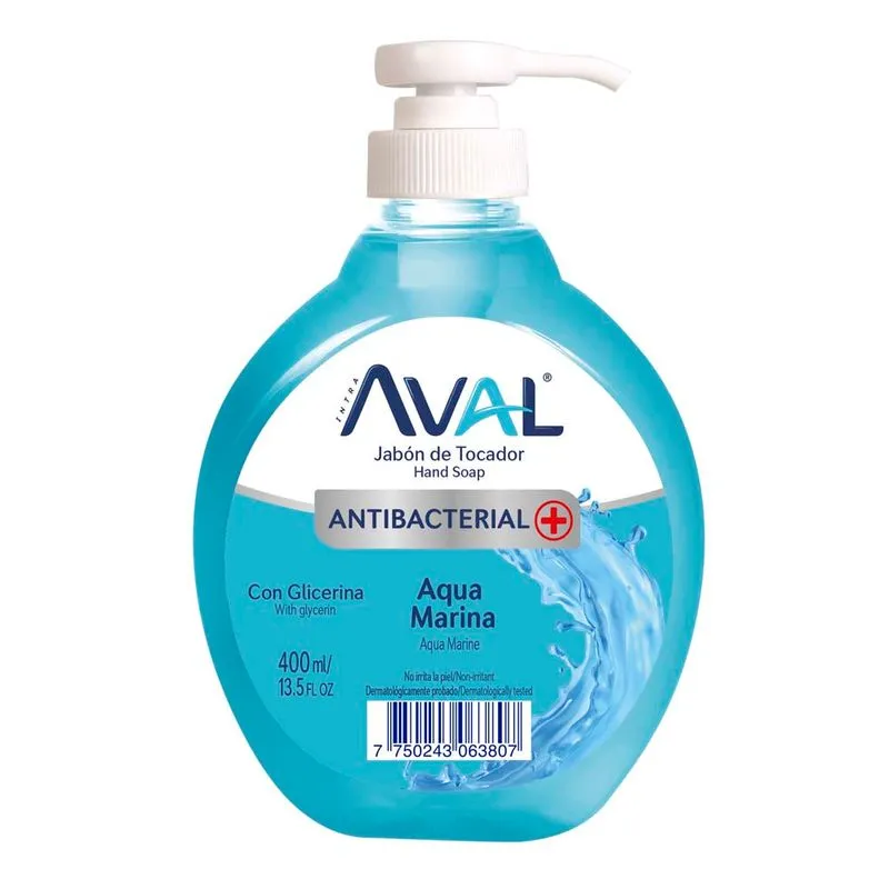 Jabón Líquido Antibacterial Aval Aqua Marina 400ml