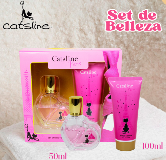 SET DE BELLEZA Catsline que incluye: Perfume de 50 ml Crema corporal de 100 ml Aroma encantador