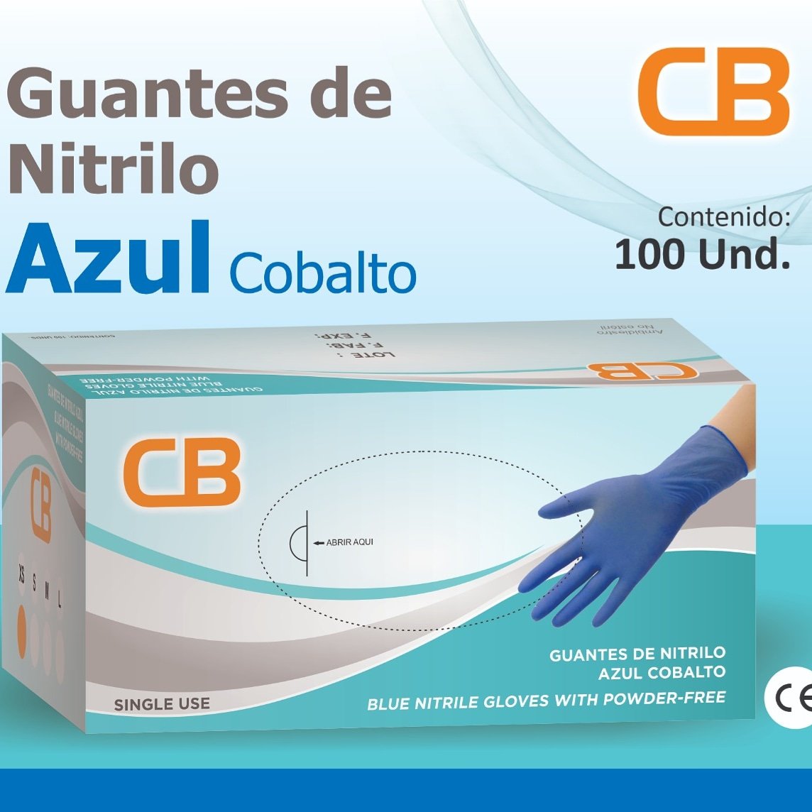GUANTES DE NITRILO - AZUL COBALTO